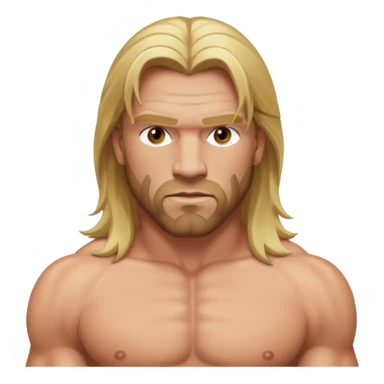 Triple H with hazel eyes, long blonde hair, shirtless sticker