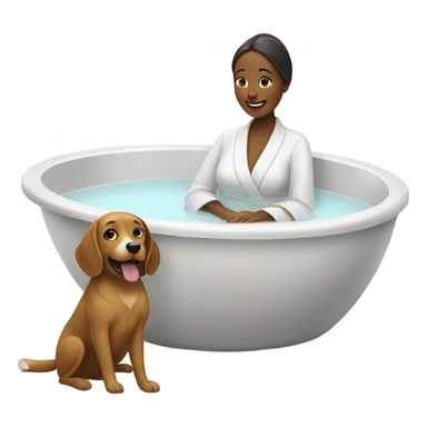 Dog and Woman taking spa sticker