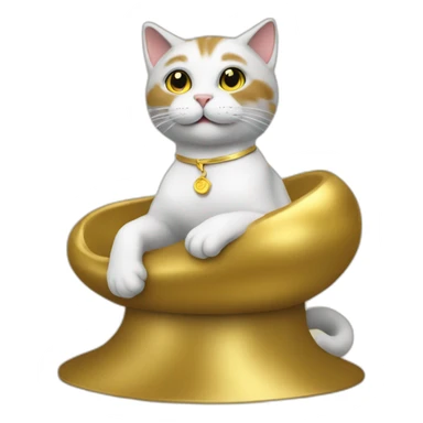 cat secretary sitting on top of the gold cloud sticker