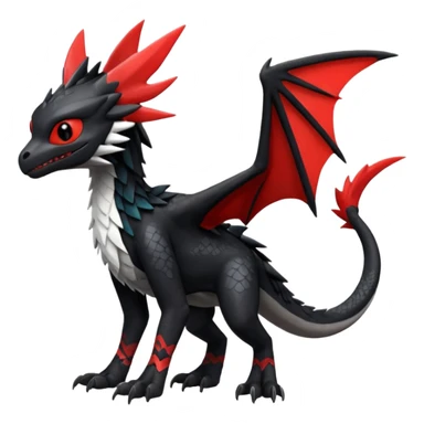 Shiny Red And Black Colorful Toothless-Trico-Silvally-Fakémon-hybrid-creature (full body)  sticker