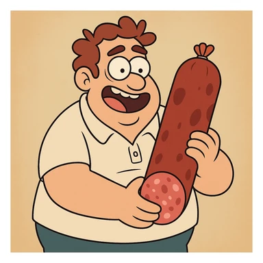 salami, flat toon style sticker
