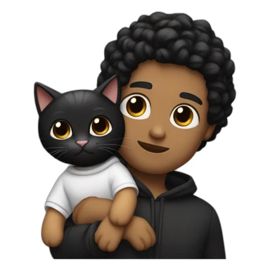 white man black hair, beany in tracksuit holdin black cat like a baby in arms sticker