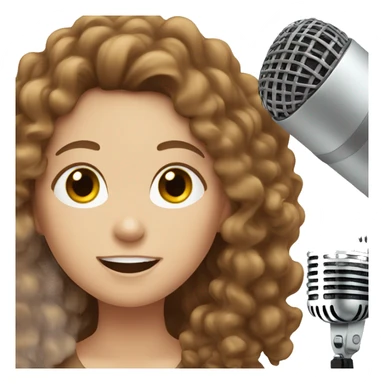 a white girl with brown curly hair singing sticker