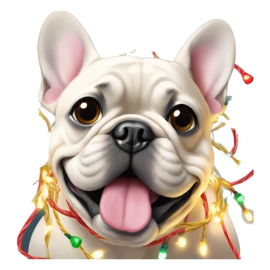 Frenchie tangled in Christmas lights sticker