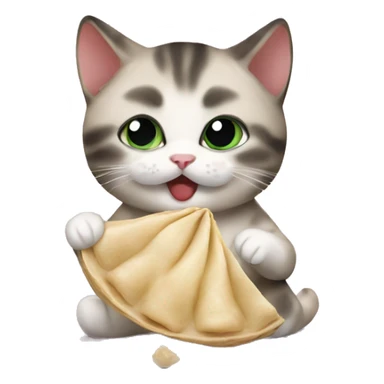 Kitten eating dumpling sticker