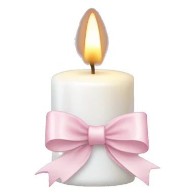 white candle with a light pink bow around it sticker
