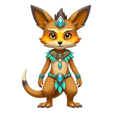 Anthro Sona Cool Edgy Cute Colorful Shy Shamanic Tribal Shiny Fakemon-Fantasy-Creature Full Body sticker