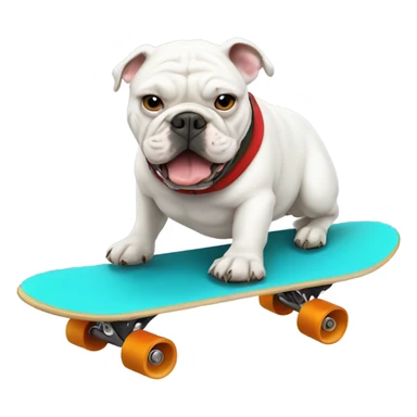 White bulldog riding a skate board sticker
