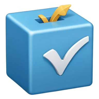 Side way check mark in bule box 2d not 3d sticker