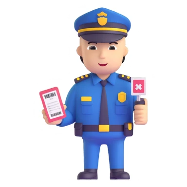 security guard with ticket in hand sticker
