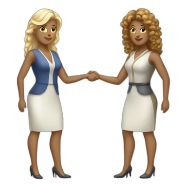 two greek white business women with different hair colors from each other shaking hands full bodies sticker