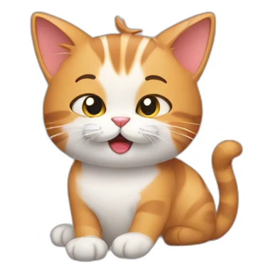 Cat grooming itself sticker