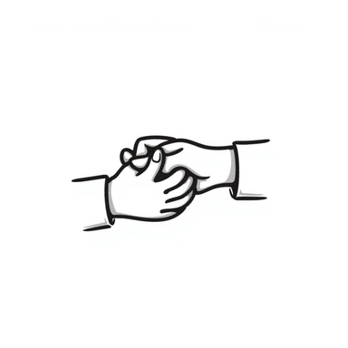 two hands clasped together, showing friendship, hand drawn doodle style illustration sticker