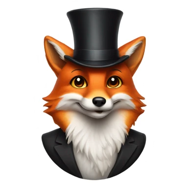 red fox wearing a top hat sticker
