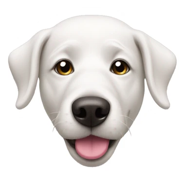 white dog with pink nose sticker