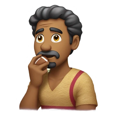 Hawaiian Man thinking of eggplant with drool and holding a football  sticker