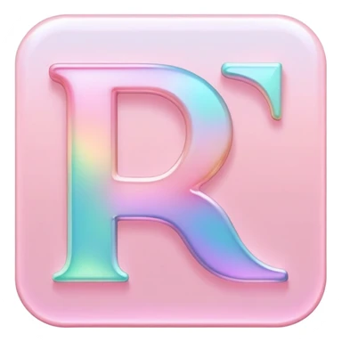 Iridescent pastel pink Font setting icon with letter  sticker