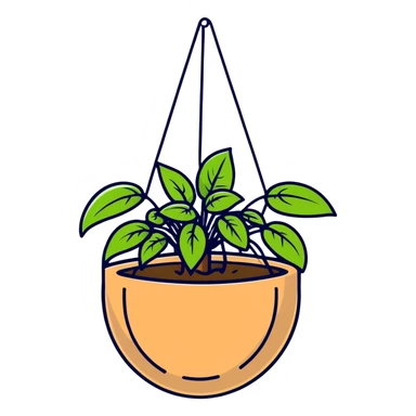 Plectranthus Verticillatus creeping charlie plant with trailing vines and large round coin-shaped leaves in a coconut fiber hanging basket sticker