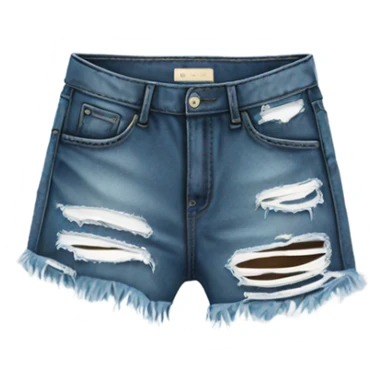 Realistic pair of distressed ripped with holes short denim shorts sticker