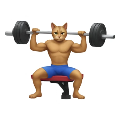 cat bench pressing sticker