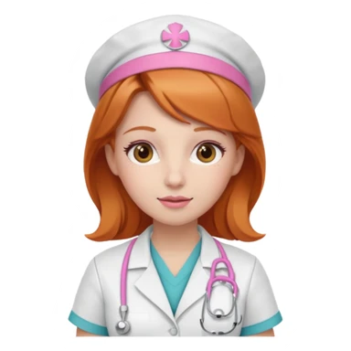 girly nurse with pink accessories and ginger hair sticker
