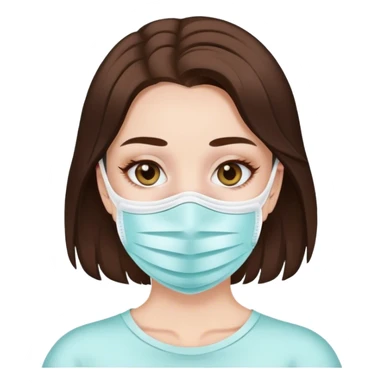 Face mask with brunette hair white skin girl sticker