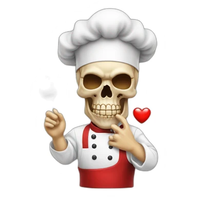 skull chef blowing a kiss heart sticker