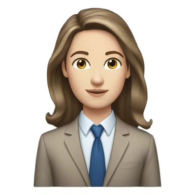 white girl brown hair shoulder length age 40 blue eyes office man sticker