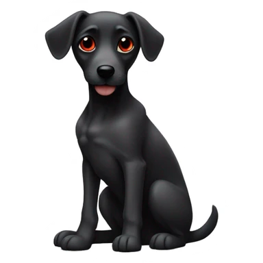 Dog with black ears, saggy red eyes, sitting like a good girl sticker