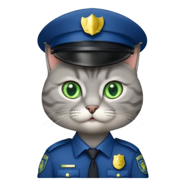 grey cat police, green eyes sticker