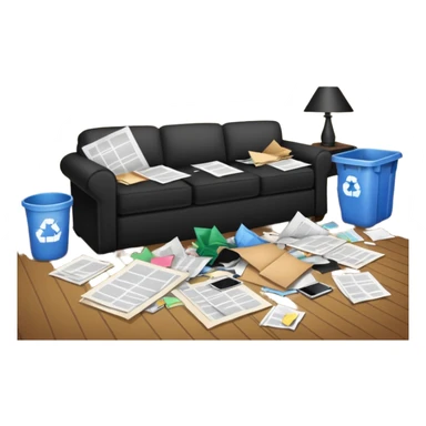 dirty living room with papers and trash

 sticker