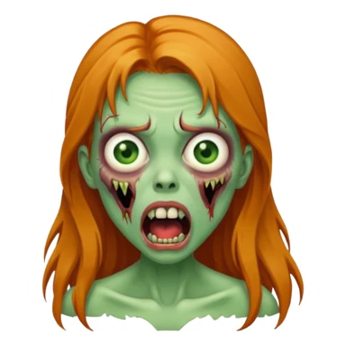 Green Zombie ginger long hair girl with mouth open horror  sticker