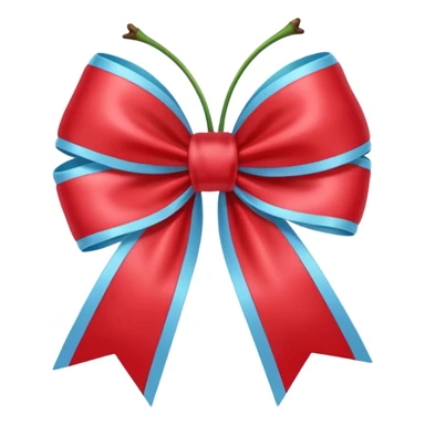 Pastel cherries with very thin very pale blue color bow ribbon soft kawaii style  sticker