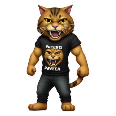 Heavy metal cat with a Pantera shirt sticker