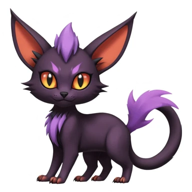 Black edgy cute Noivern-Noibat-Purloin-Torracat-Lykoi-Caracal-cat-Fakemon-fusion-hybrid-creature with an imp tail  sticker