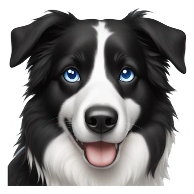 Black and white border collie with two blue eyes and black marking around eye  sticker