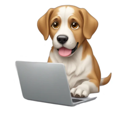 dog typing laptoppc sticker