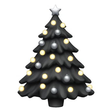 Black Christmas tree with grey lights and grey ornaments  sticker