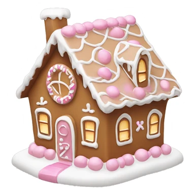 Cute light brown gingerbread house with white icing and light pink accents sticker
