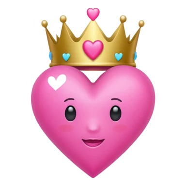 neon heart with a pink bow with heart pattern on the bow and a crown sticker