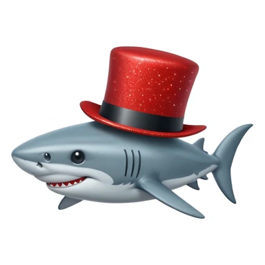 red glitter top hat shark sticker