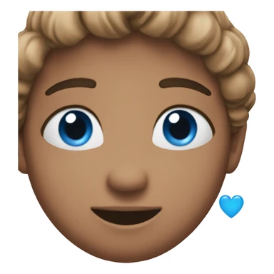 Blush emoji with blue hearts sticker