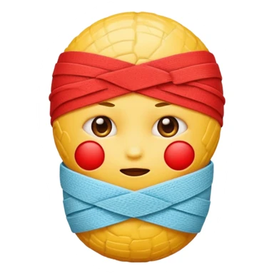 Yellow dizzy emoji with red bump on head and bandage sticker