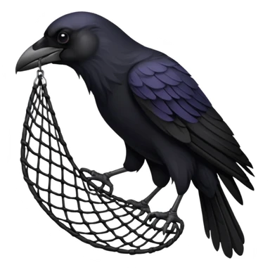 A raven getting caught by a hand net sticker