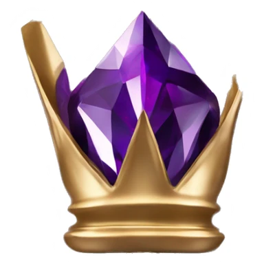 sculpture crown with a geometric faceted design. The crown is sparkling and standing upright on a base with angular and baroque features. The vibrant midtone subtlety of dark purples highlights the sharp edges and planes.  sticker