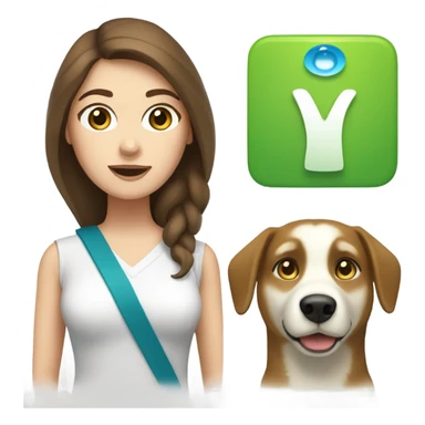 White Woman hair brown and bleus eyes and golden Husky With green eyes sticker