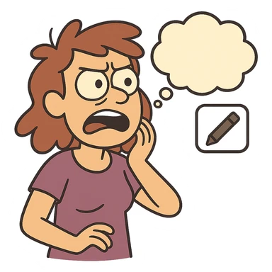 comic style speech bubble shaped like a cloud with a pen or pencil next to it representing a post caption as a comment cartoon style sticker