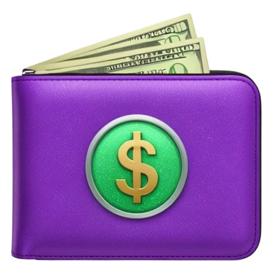 glitter purple wallet $ green symbol sticker