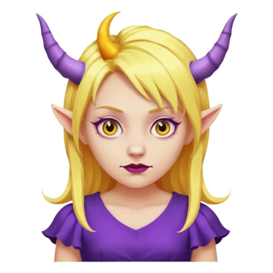  yellow hair girl with evil horns and purple dress sticker
