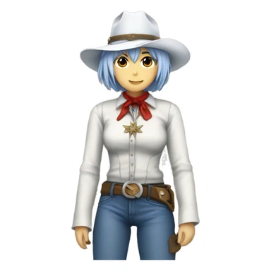 Rei ayanami in a cowboy costume sticker